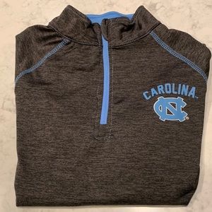 UNC 3/4 zip. Charcoal grey and light blue trim